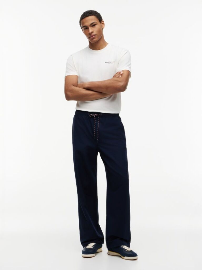 Blue Theo Loose Drawstring Parachute Trousers  Men