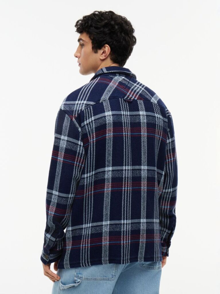 Multi Oversized Fit Check Textured Twill Overshirt  Men