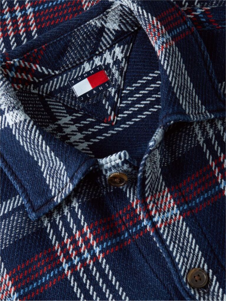 Multi Oversized Fit Check Textured Twill Overshirt  Men