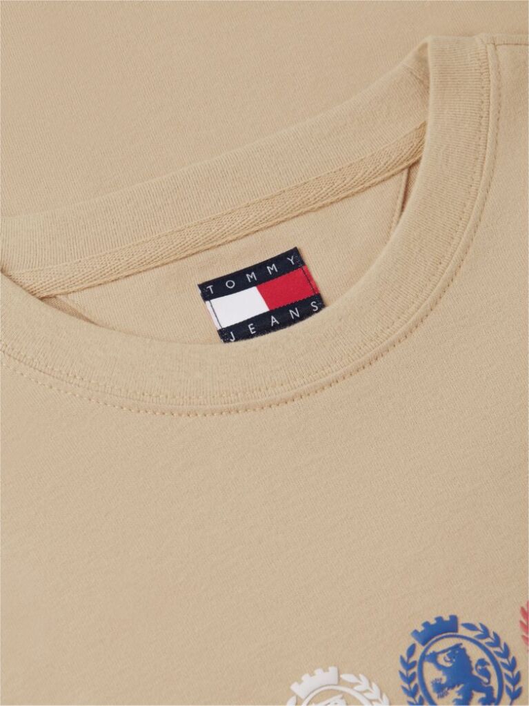 Μπεζ T-Shirt Σε Άνετη Γραμμή Με Λογότυπο Στην Πλάτη  Άνδρες