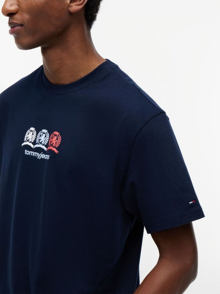 Μπλε T-Shirt Σε Άνετη Γραμμή Με Λογότυπο Στην Πλάτη  Άνδρες