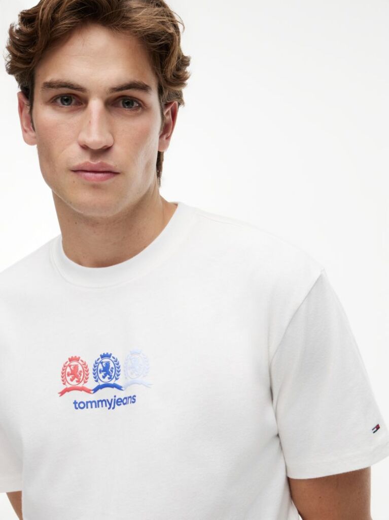 White Back Repeat Crest Logo Relaxed T-Shirt  Men