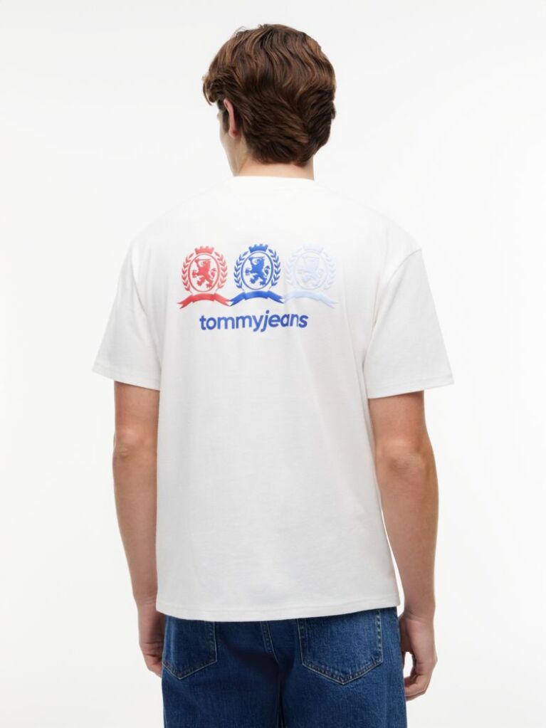 White Back Repeat Crest Logo Relaxed T-Shirt  Men