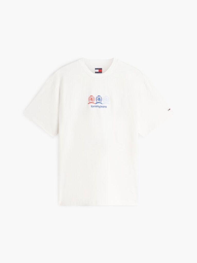 White Back Repeat Crest Logo Relaxed T-Shirt  Men