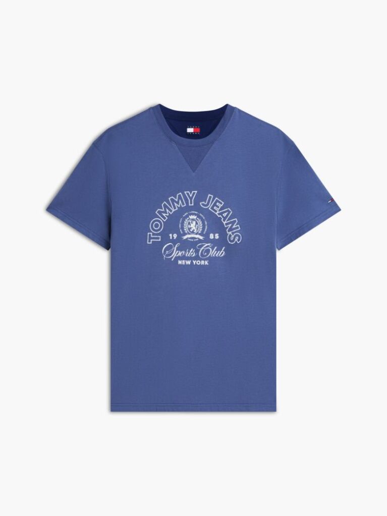 Μπλε T-Shirt Με Εφέ Peached Και Λογότυπο  Άνδρες