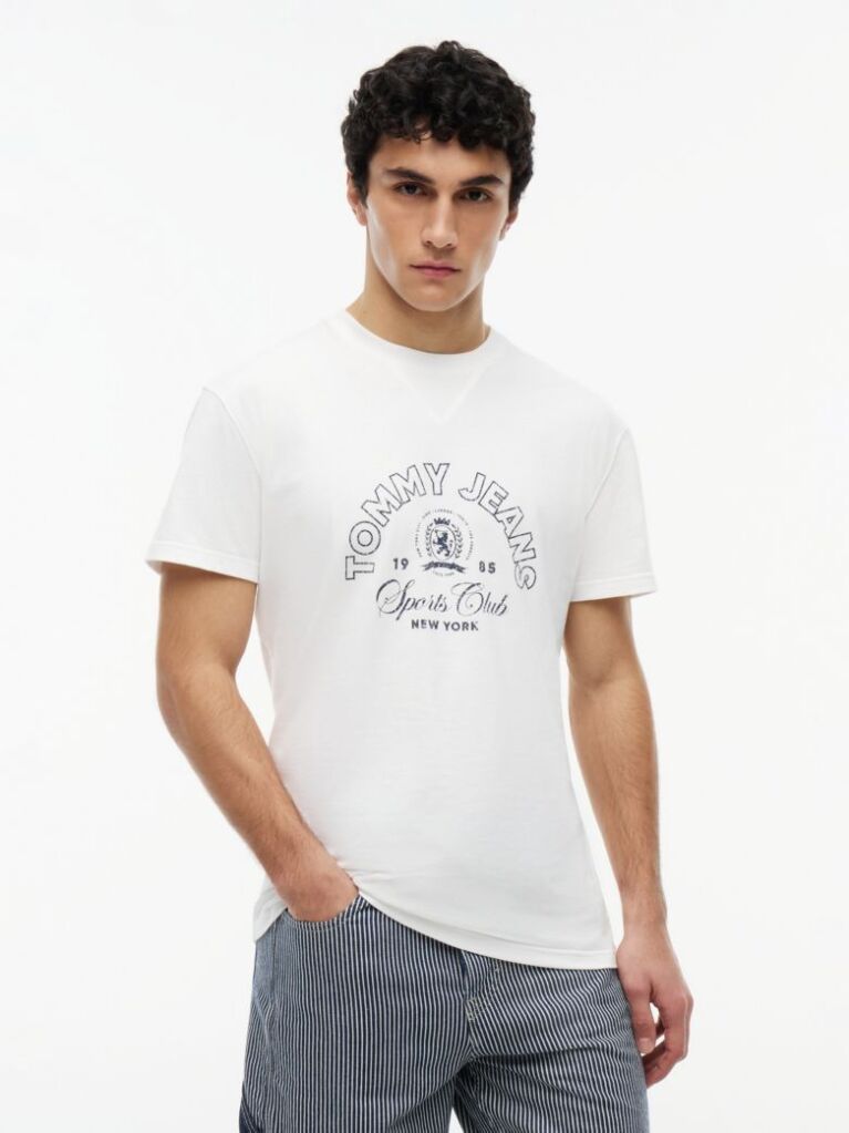 Άσπρο T-Shirt Με Εφέ Peached Και Λογότυπο  Άνδρες