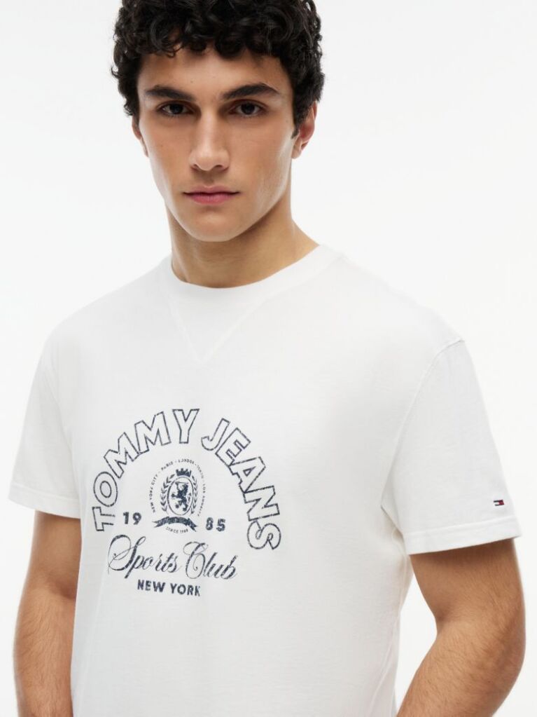 Άσπρο T-Shirt Με Εφέ Peached Και Λογότυπο  Άνδρες