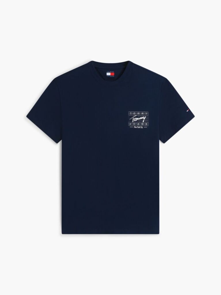 Blue Signature Logo Peached Jersey T-Shirt  Men
