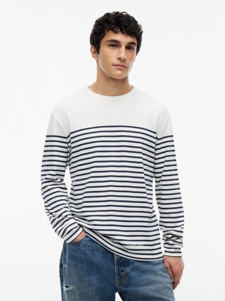 Multi Logo Stripe Jersey Long Sleeve T-Shirt  Men