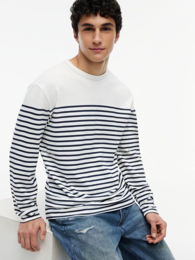 Multi Logo Stripe Jersey Long Sleeve T-Shirt  Men