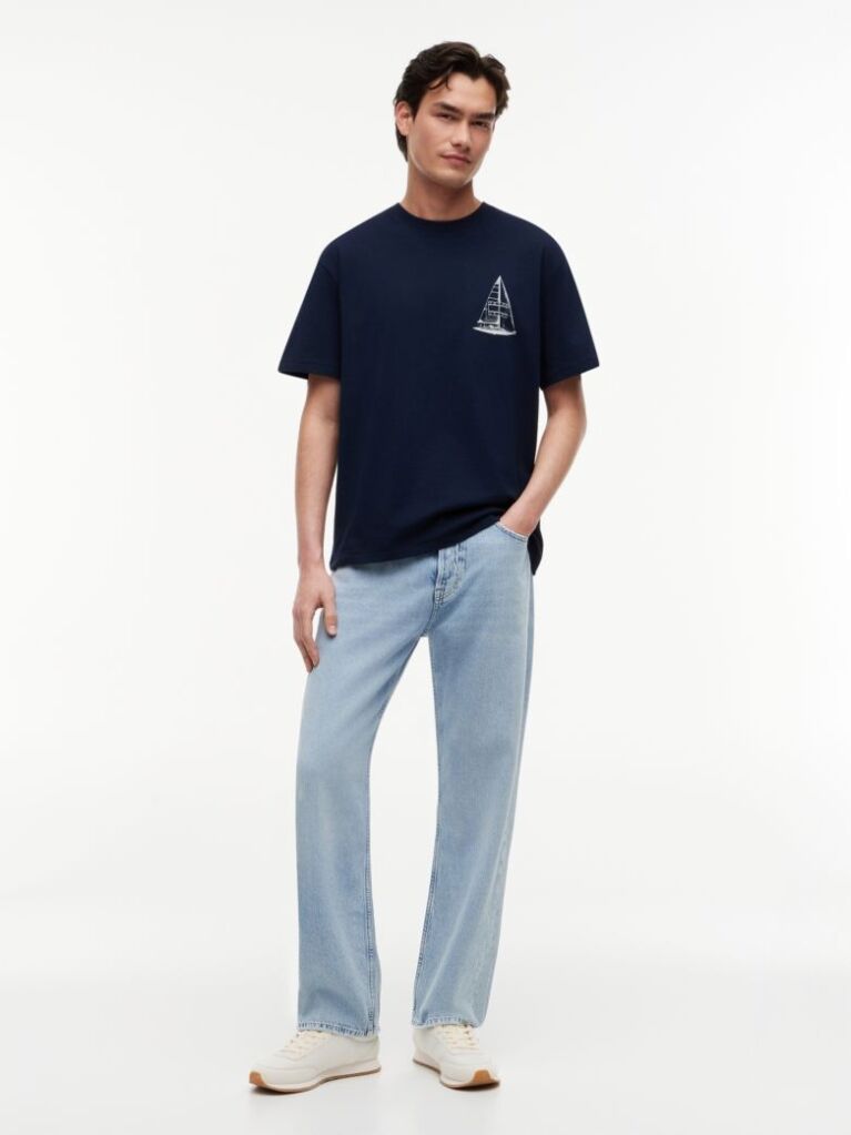 Blue Back Graphic Relaxed Jersey T-Shirt  Men