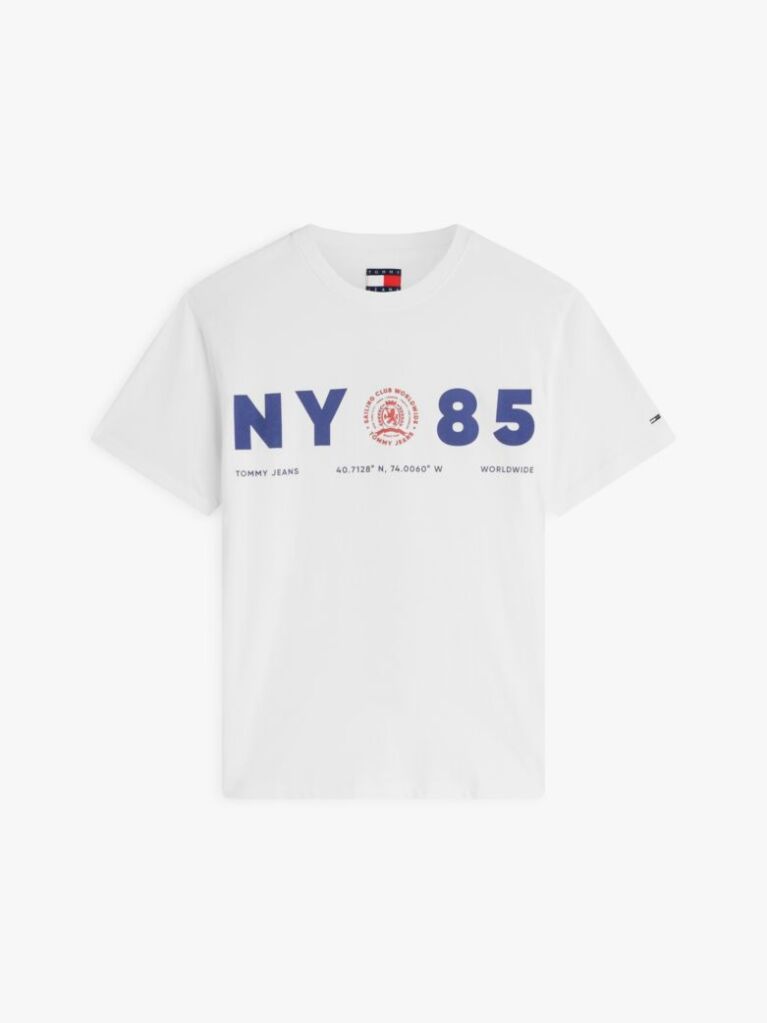 Άσπρο T-Shirt Σε Άνετη Γραμμή Με Λογότυπο Στην Πλάτη  Άνδρες
