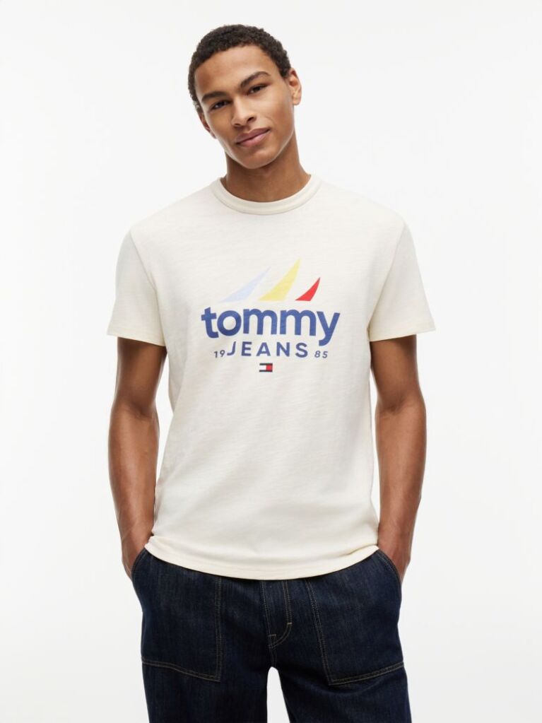 Μπεζ Βαμβακερό T-Shirt  Άνδρες