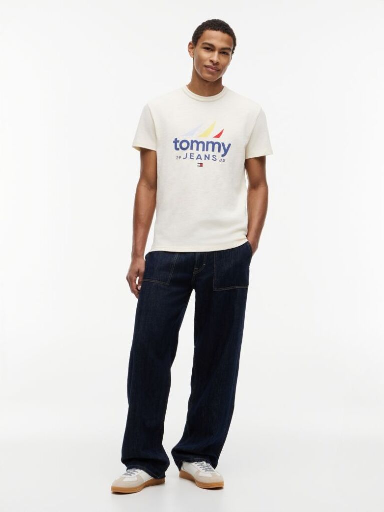 Μπεζ Βαμβακερό T-Shirt  Άνδρες