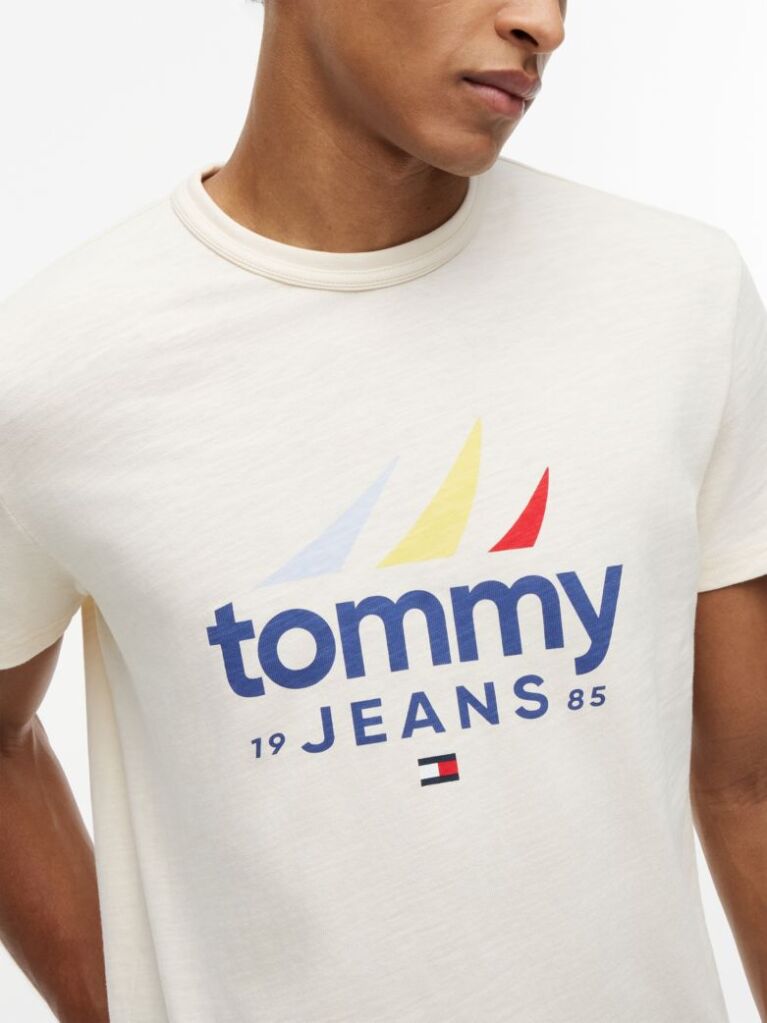 Μπεζ Βαμβακερό T-Shirt  Άνδρες