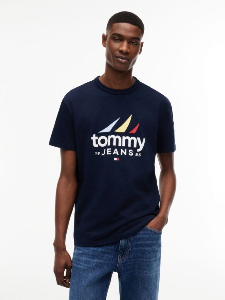 Μπλε Βαμβακερό T-Shirt  Άνδρες