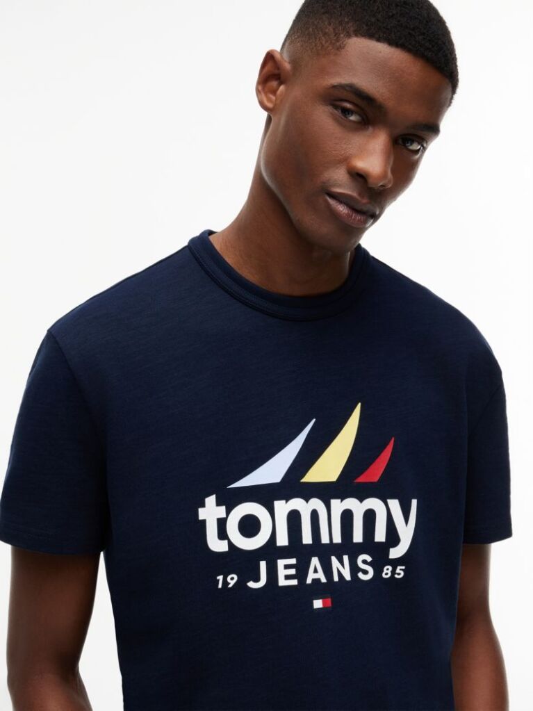 Μπλε Βαμβακερό T-Shirt  Άνδρες