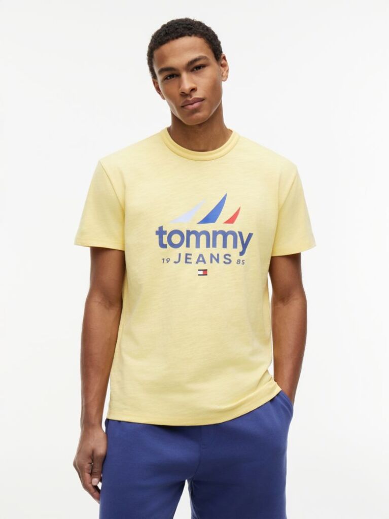 Κίτρινο Βαμβακερό T-Shirt  Άνδρες