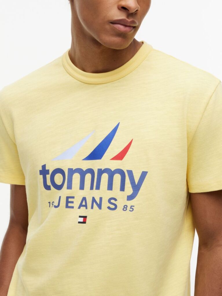 Κίτρινο Βαμβακερό T-Shirt  Άνδρες