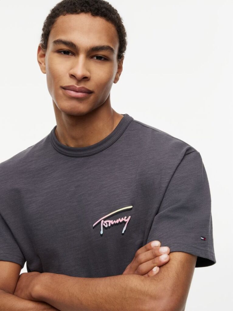 Γκρι T-Shirt Σε Άνετη Γραμμή Με Υφή Και Σχέδιο Στην Πλάτη  Άνδρες