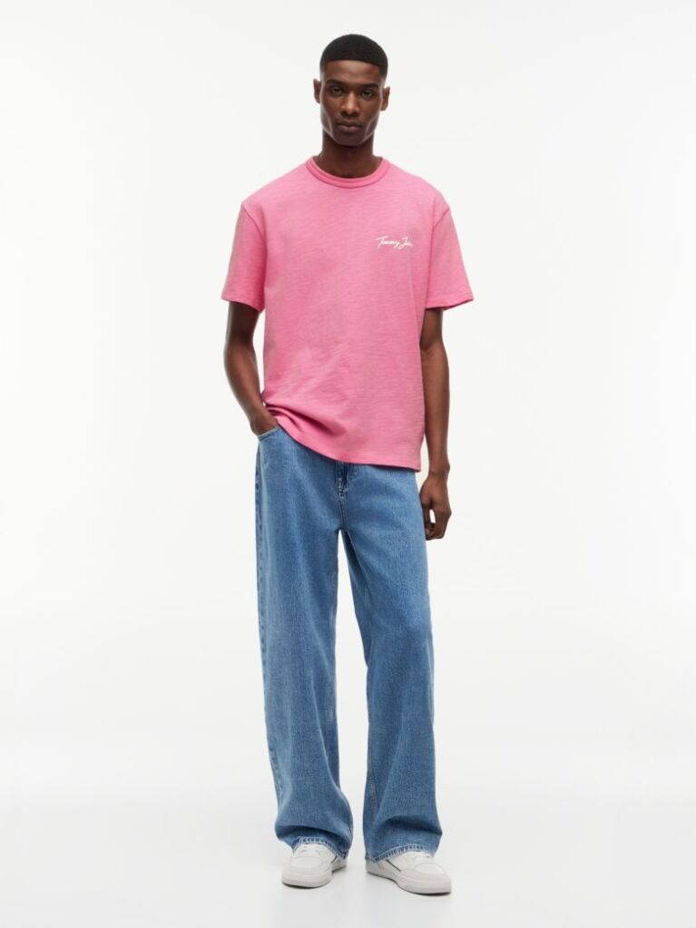 Pink Back Graphic Textured Relaxed T-Shirt  Men