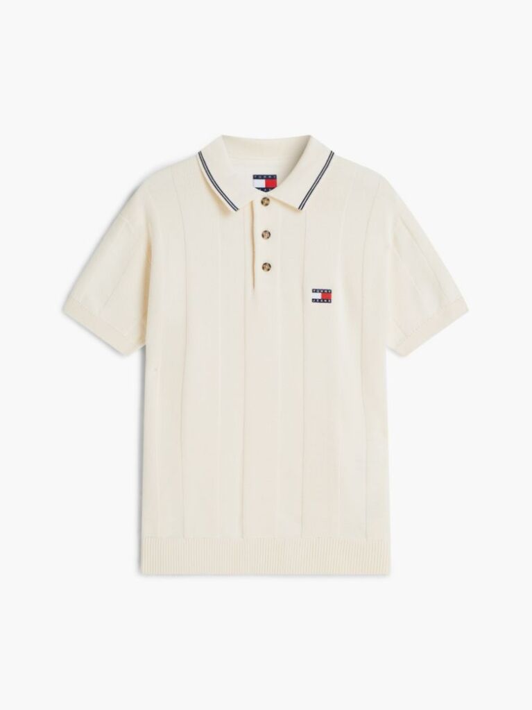 Beige Regular Fit Textured Knit Polo Shirt  Men