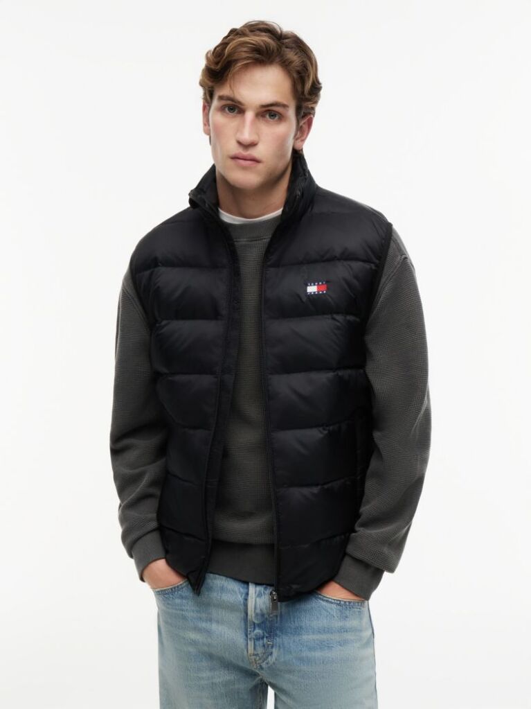 Black Lightweight Ripstop Packable Down Gilet  Men