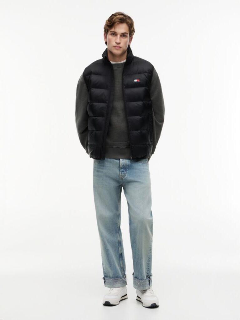 Black Lightweight Ripstop Packable Down Gilet  Men