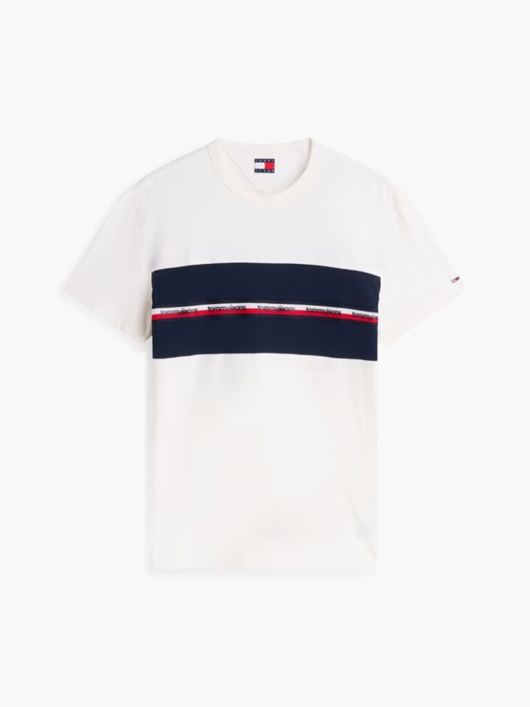 Άσπρο T-Shirt Με Global Ριγέ Σχέδιο  Άνδρες