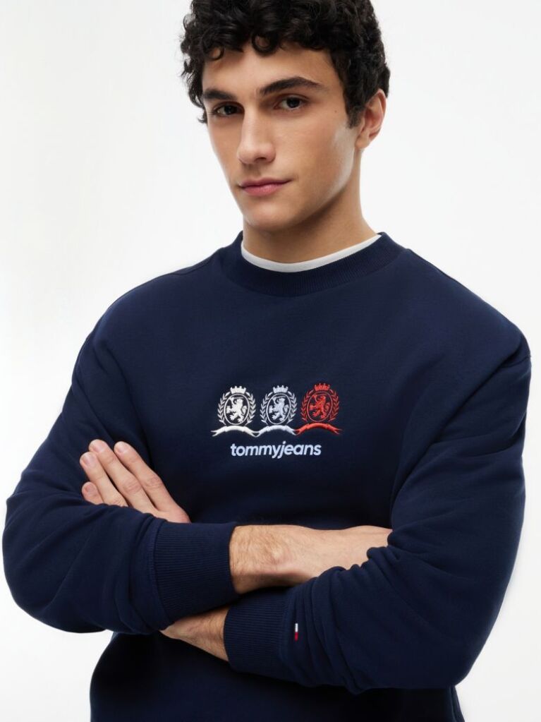 Blue Repeat Crest Logo Relaxed Sweatshirt  Men