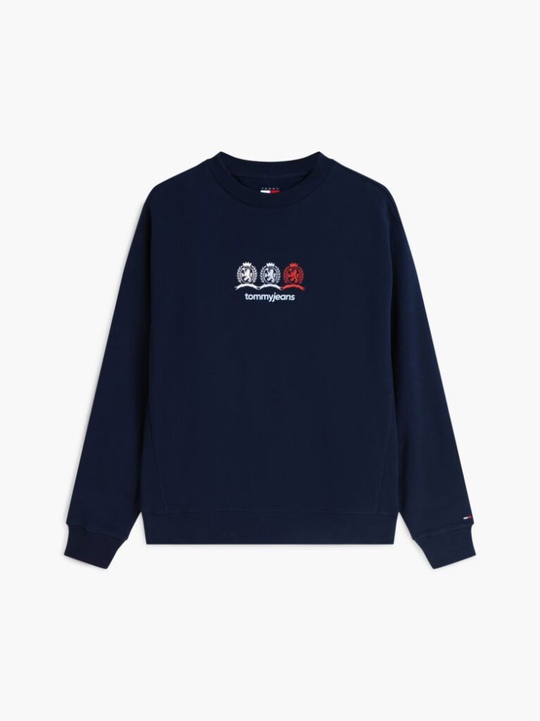 Blue Repeat Crest Logo Relaxed Sweatshirt  Men