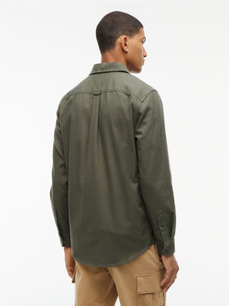 Green Regular Fit Brushed Flannel Shirt  Men