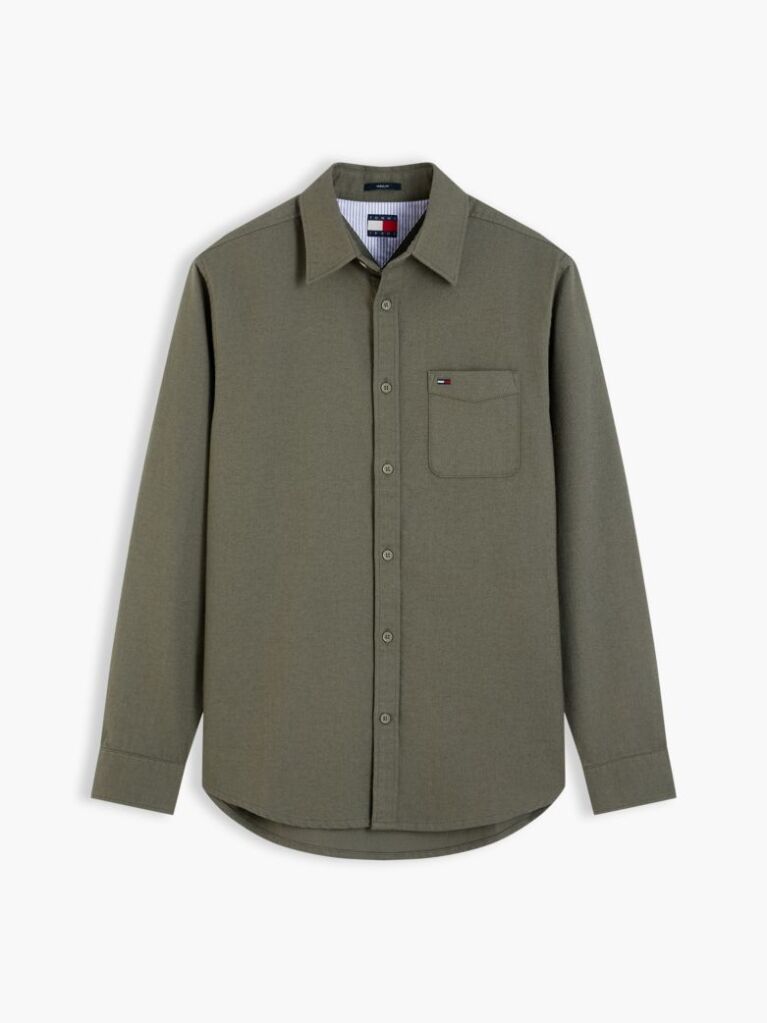 Green Regular Fit Brushed Flannel Shirt  Men