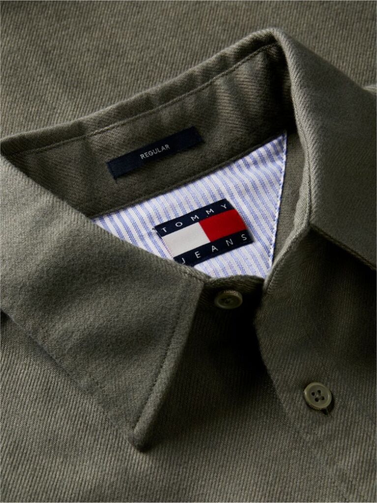 Green Regular Fit Brushed Flannel Shirt  Men