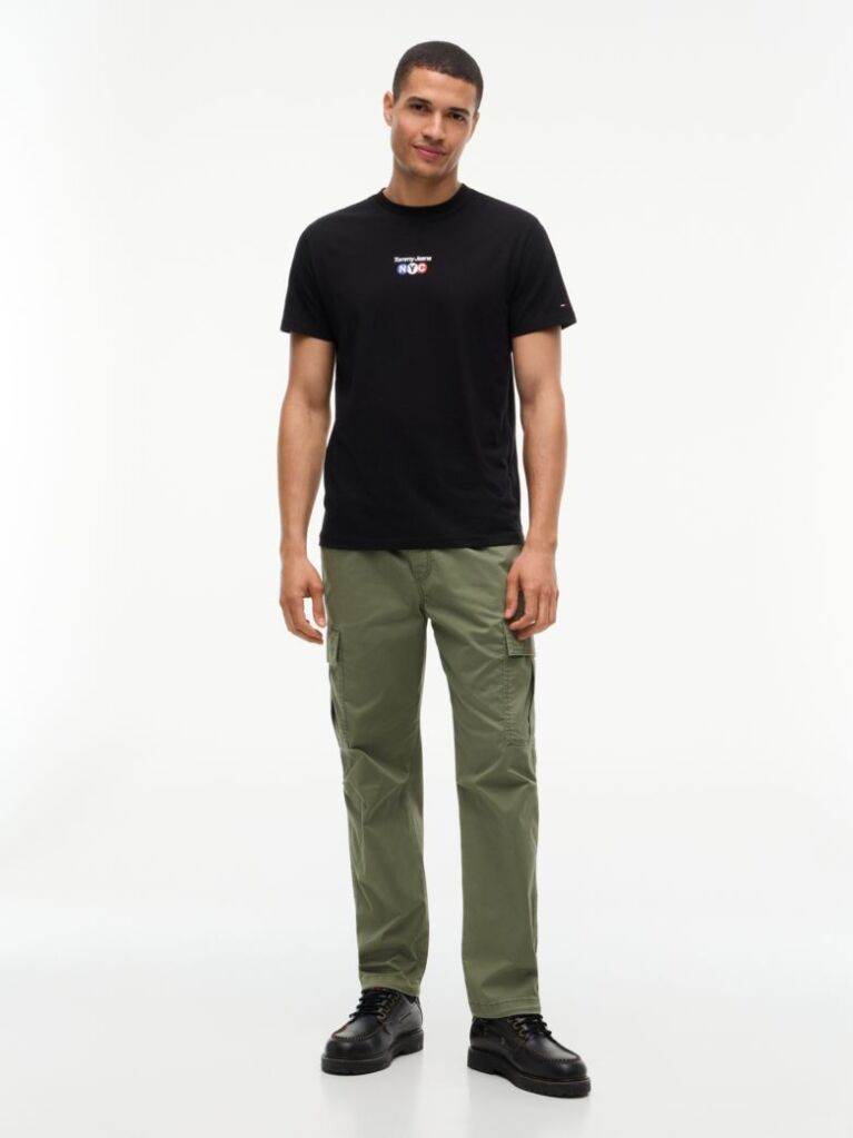 Black Logo Graphic Slim Crew Neck T-Shirt  Men