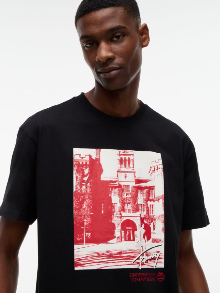 Black Photo Graphic Relaxed Crew Neck T-Shirt  Men