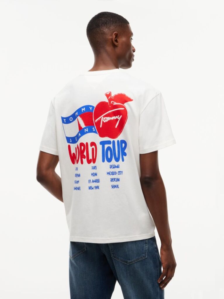 Άσπρο Άνετο T-Shirt Με Πίσω Signature Λογότυπο  Άνδρες