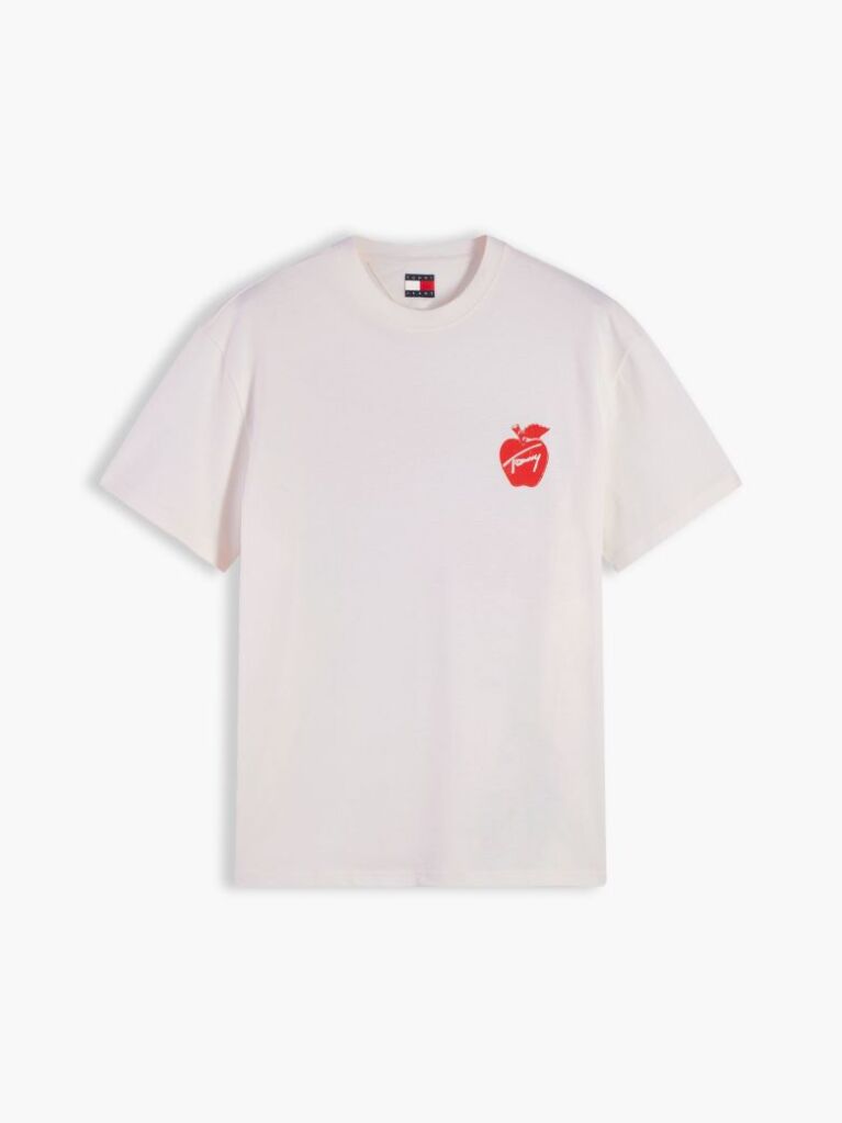 Άσπρο Άνετο T-Shirt Με Πίσω Signature Λογότυπο  Άνδρες