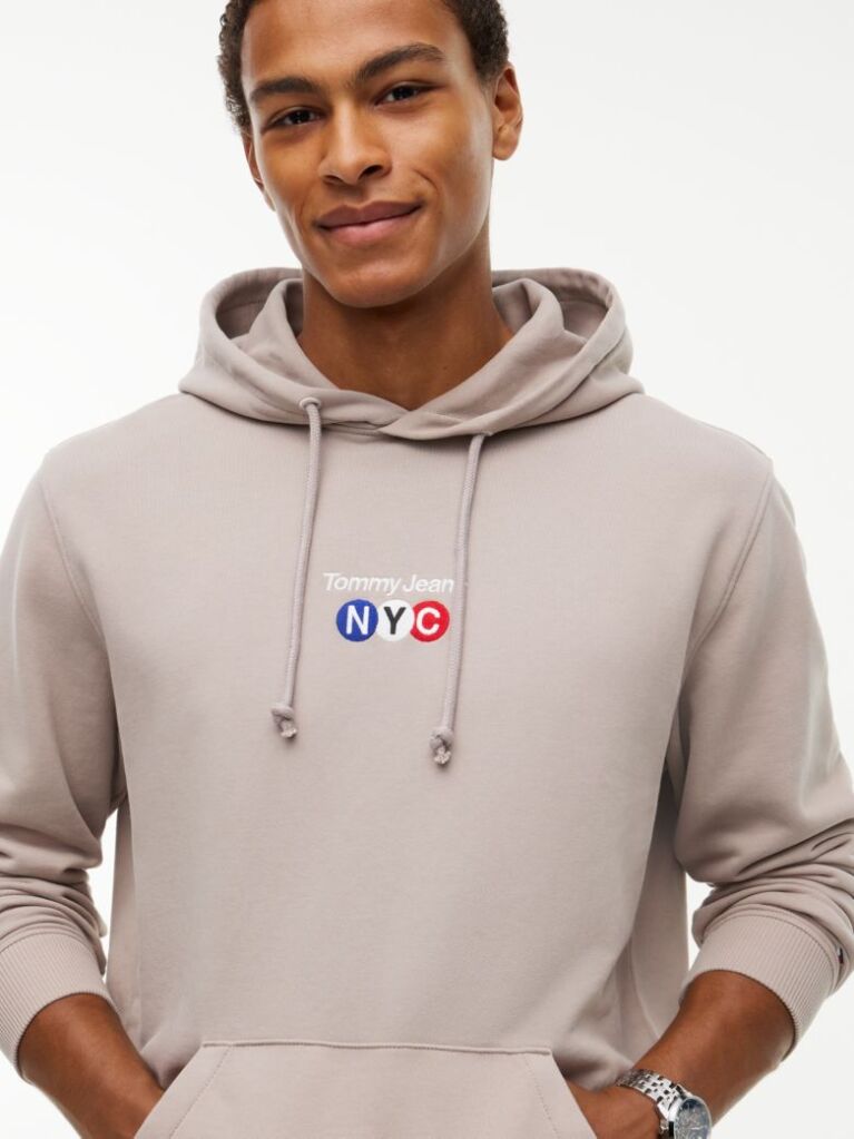 Καφέ Βαμβακερό Hoody Με Κεντητό Λογότυπο  Άνδρες