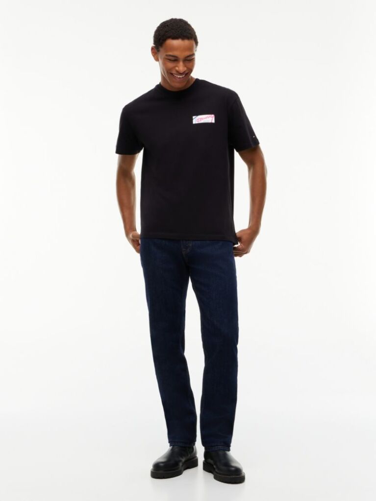 Black Signature Logo Relaxed Jersey T-Shirt  Men