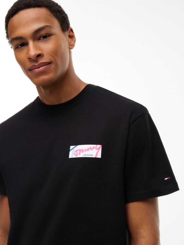 Black Signature Logo Relaxed Jersey T-Shirt  Men