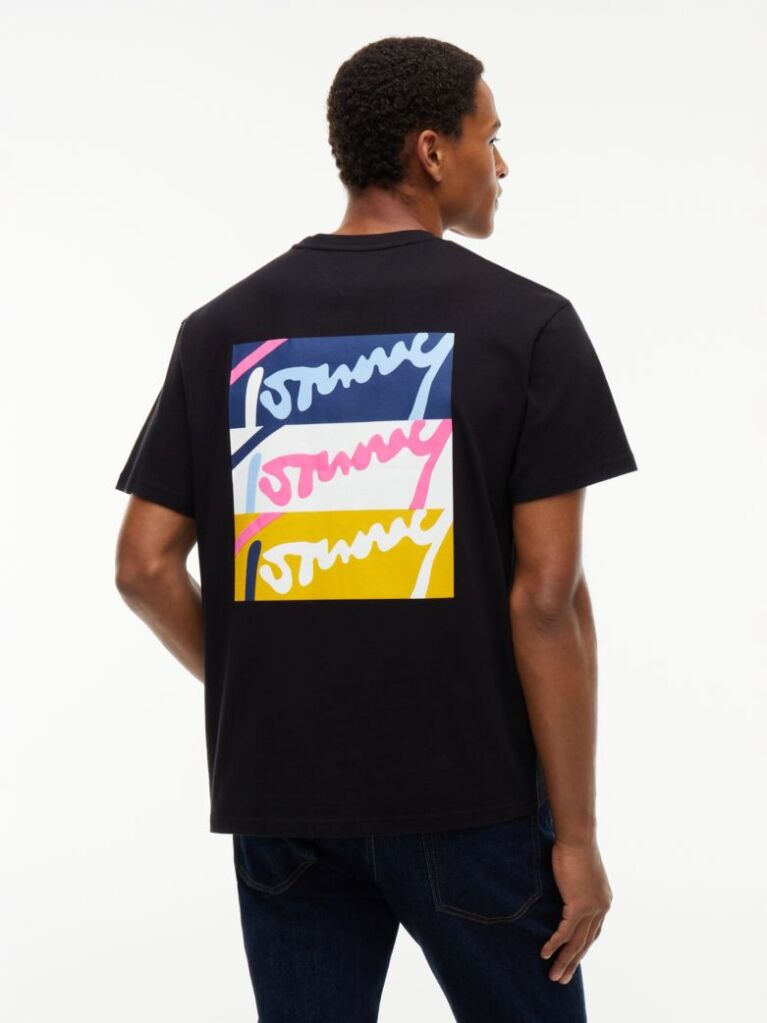 Black Signature Logo Relaxed Jersey T-Shirt  Men
