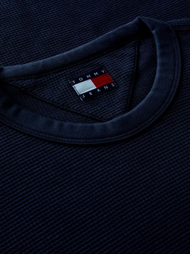 Blue Washed Ottoman Waffle Knit T-Shirt  Men