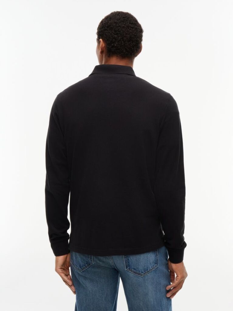 Black Regular Fit Long Sleeve Polo Shirt  Men