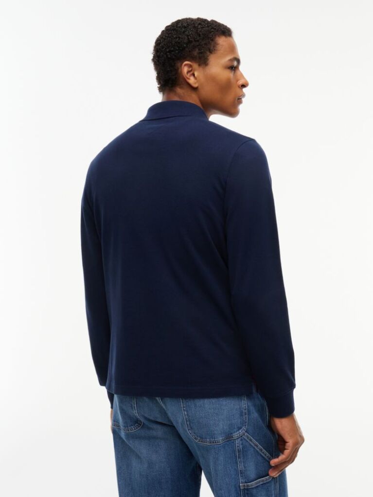 Blue Regular Fit Long Sleeve Polo Shirt  Men