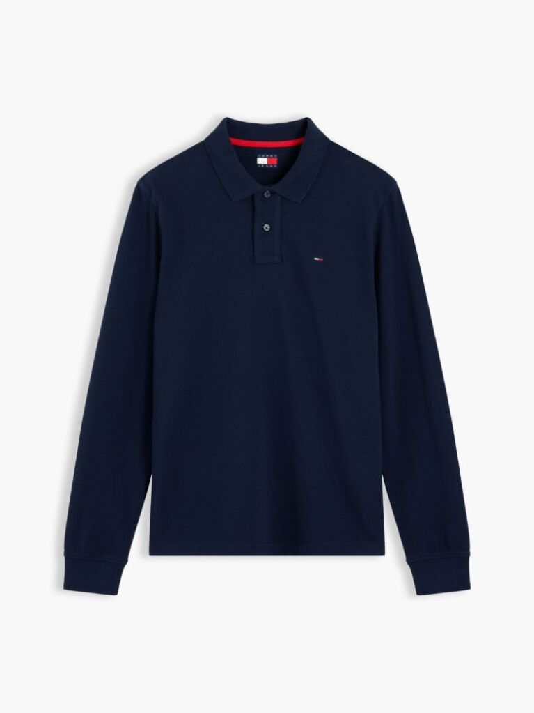 Blue Regular Fit Long Sleeve Polo Shirt  Men