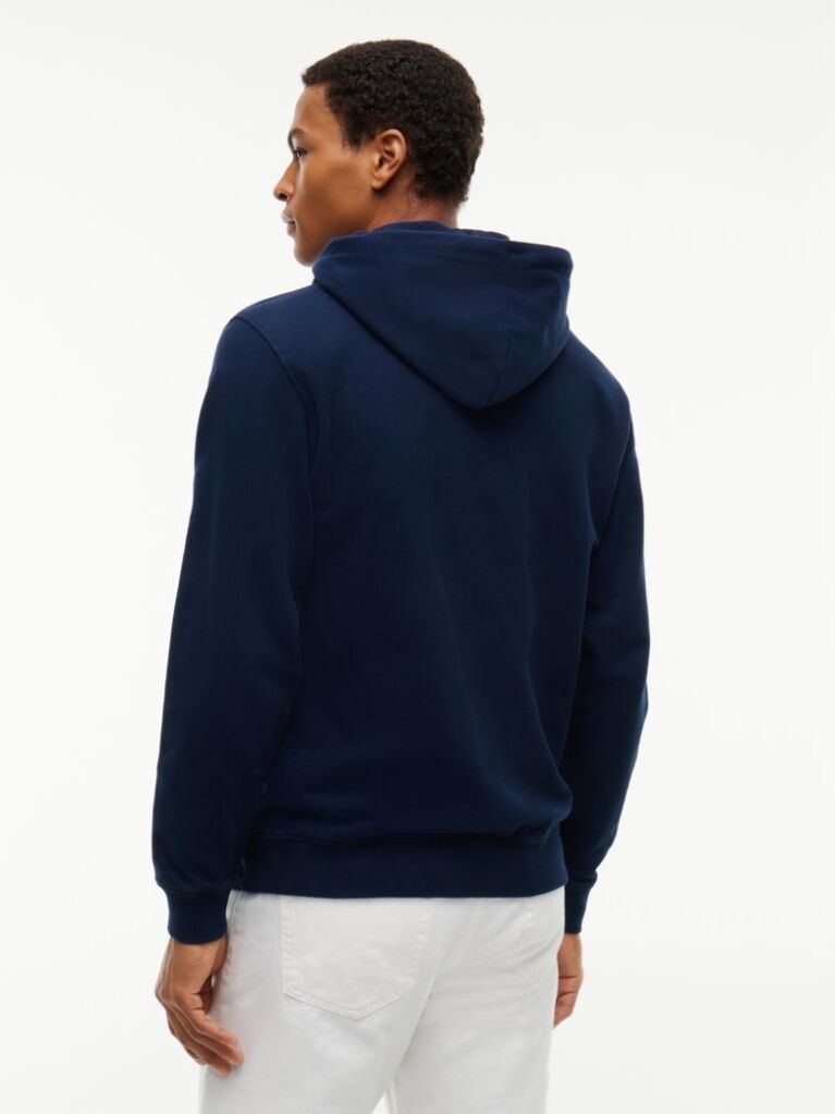 Blue Logo Sueded Terry Drawstring Hoody  Men