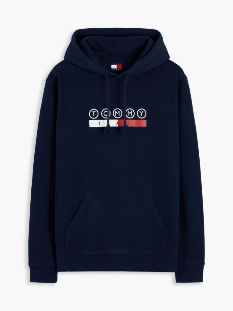Blue Logo Sueded Terry Drawstring Hoody  Men