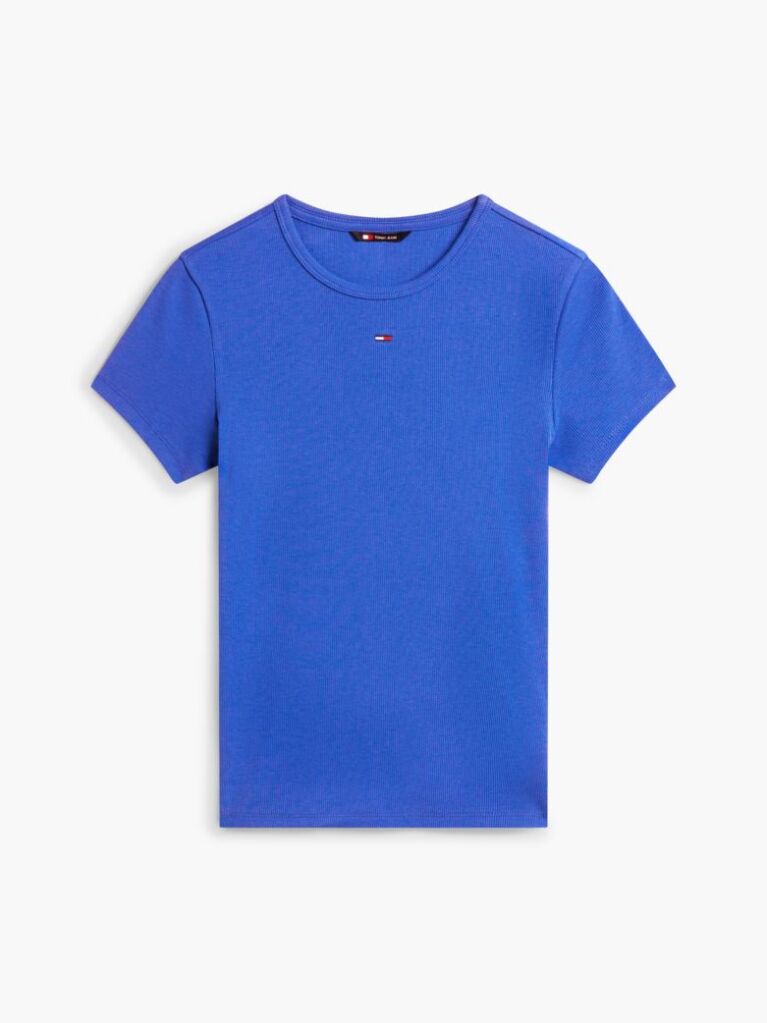 Μπλε Essential Ριμπ T-Shirt Σε Slim Γραμμή  Γυναίκες