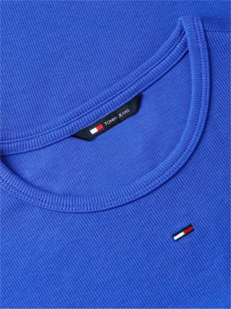 Μπλε Essential Ριμπ T-Shirt Σε Slim Γραμμή  Γυναίκες